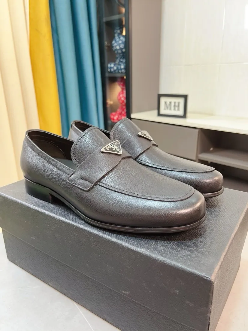 Men's shoes 💰540🌹🌹【PRADA Leather Shoes】Top purchasing agency Original imported Italian custom-made open-edge beaded cowhide leather surface, fully imported water-dyed breathable cowhide lining, original factory special molded sole super comfortable, size: 38-44
